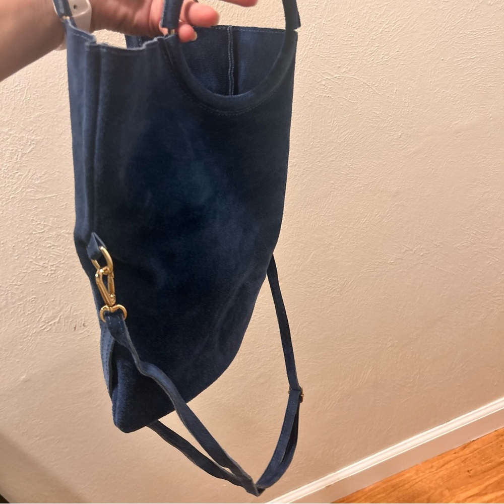 Oh My Bag main suede CHARLOTTE Blue denim real suede leather like new - Picture 8 of 10